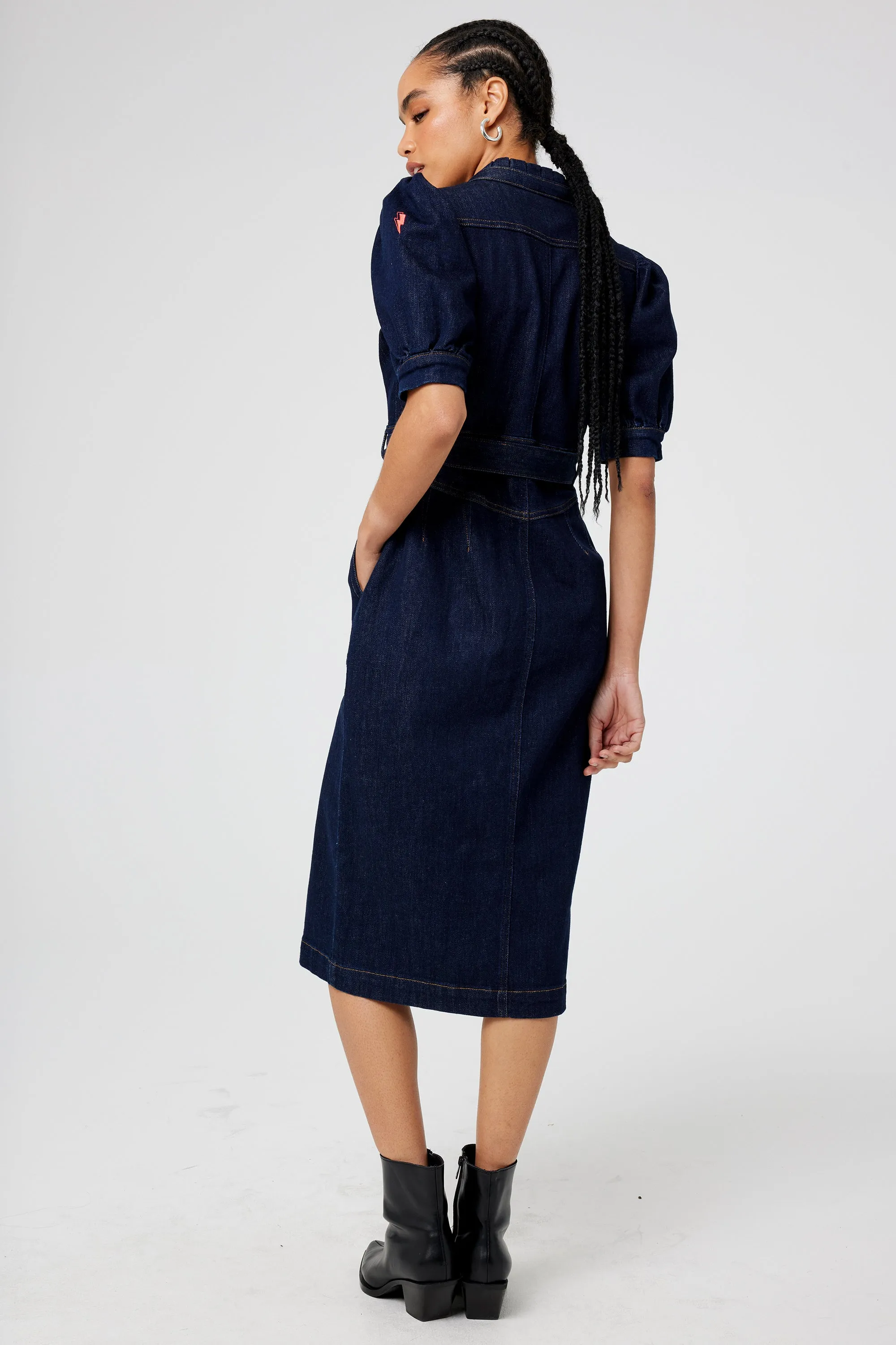 Rinse Wash Zip Detail Denim Dress