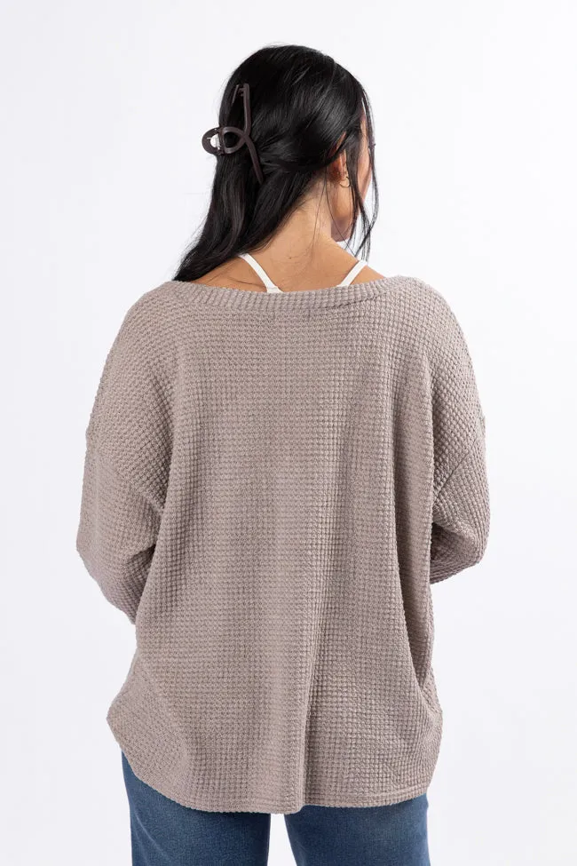 Sounds Like Me Taupe Waffle Knit Cardigan