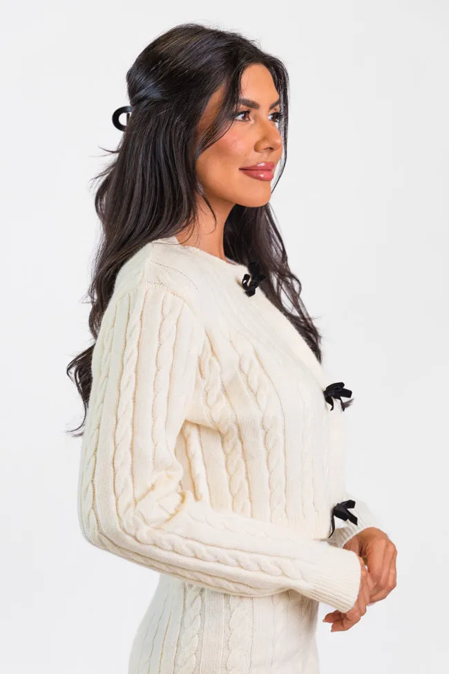 There's Always Hope Bow Front Cable Knit Cardigan SALE