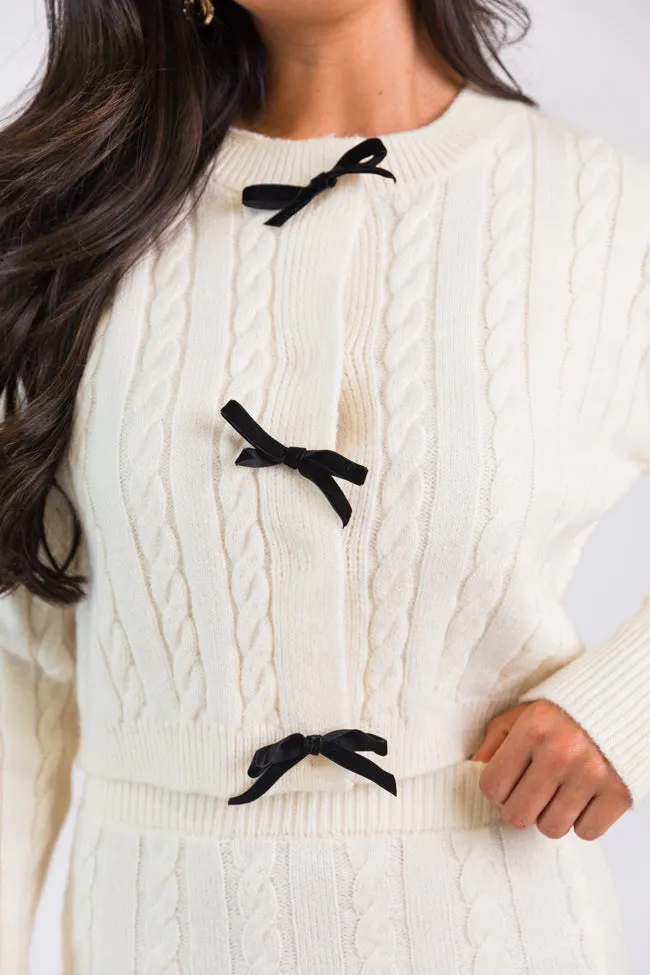 There's Always Hope Bow Front Cable Knit Cardigan SALE