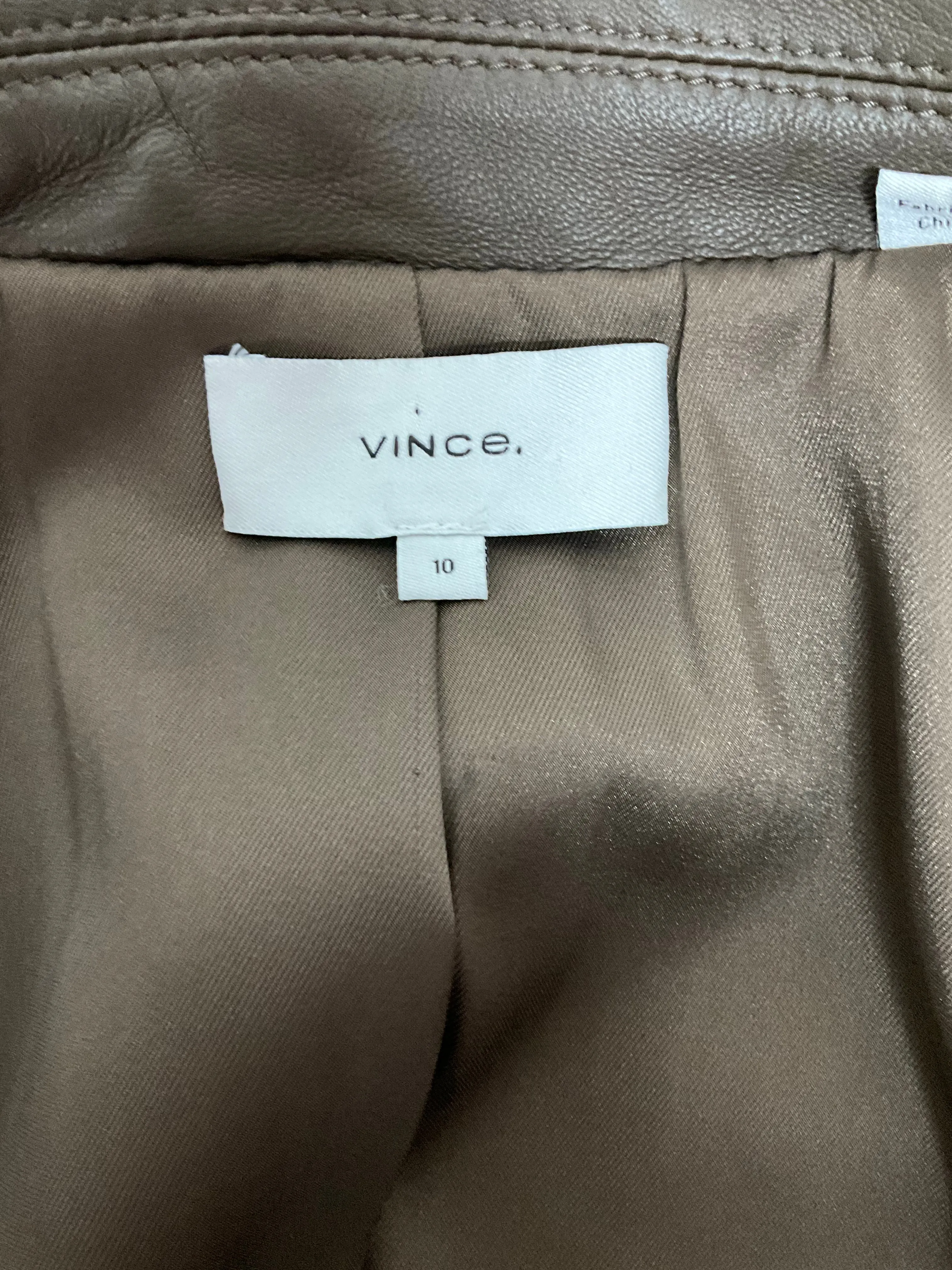 Vince Brown Leather Jacket Size M