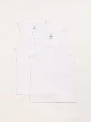 WES Lounge Plain White Cotton Vests - Pack of 2