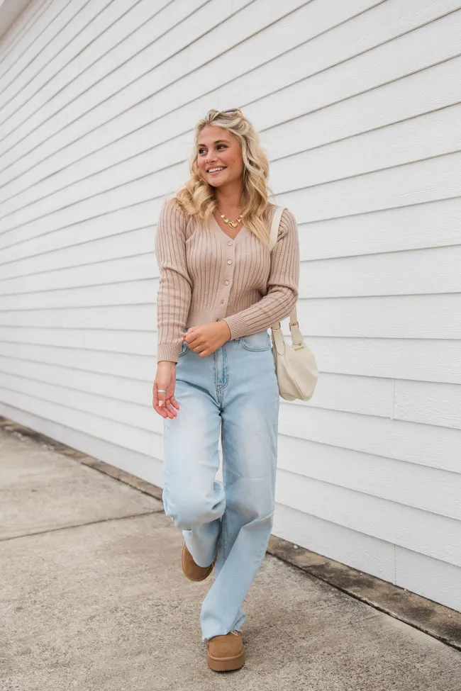 What You Needed Taupe Ribbed Cardigan SALE