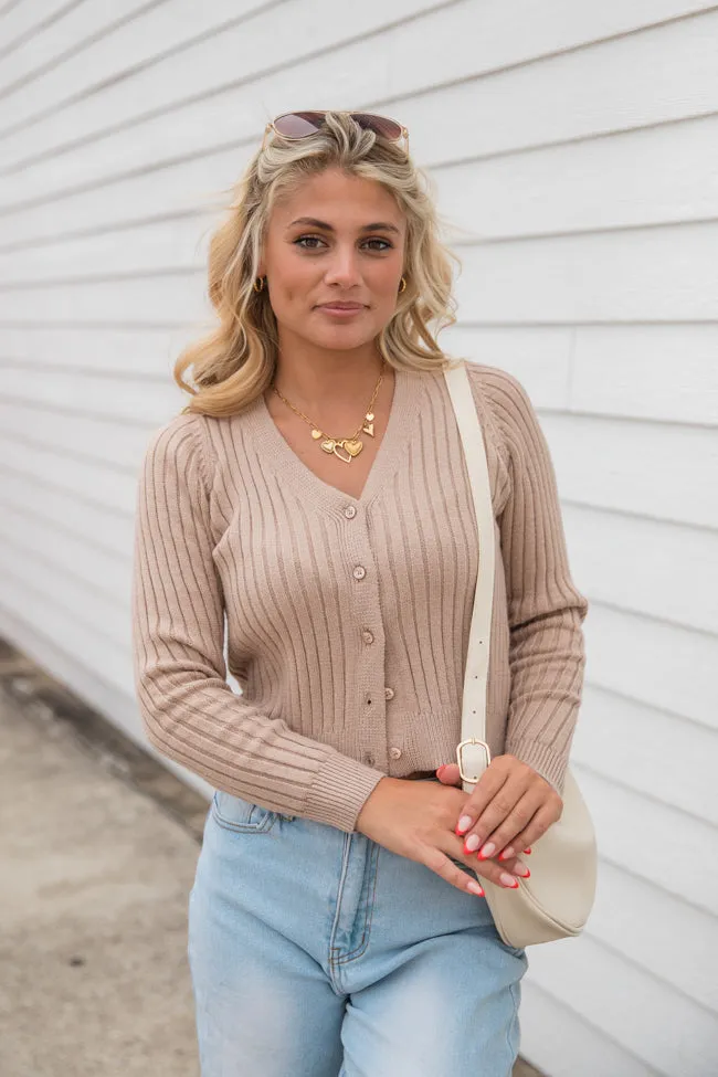 What You Needed Taupe Ribbed Cardigan SALE