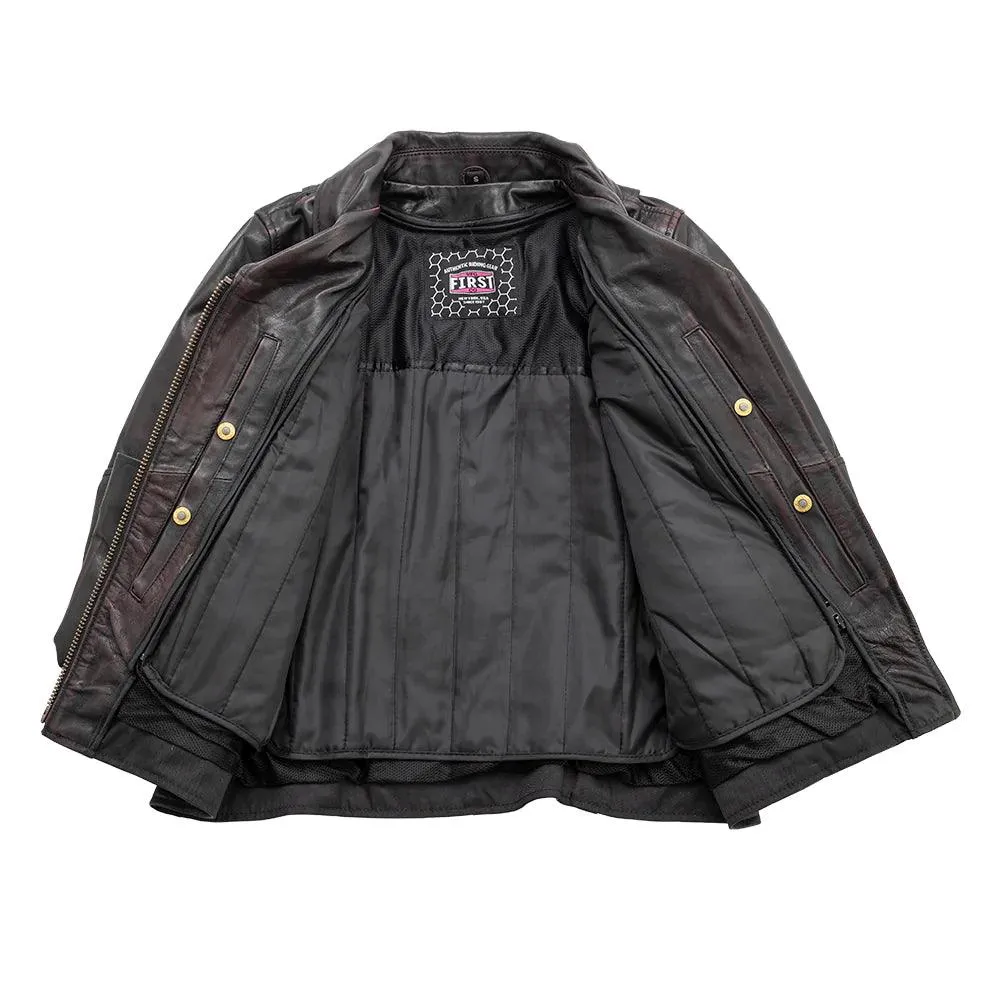 Wildside Women's Motorcycle Leather Jacket by First MFG