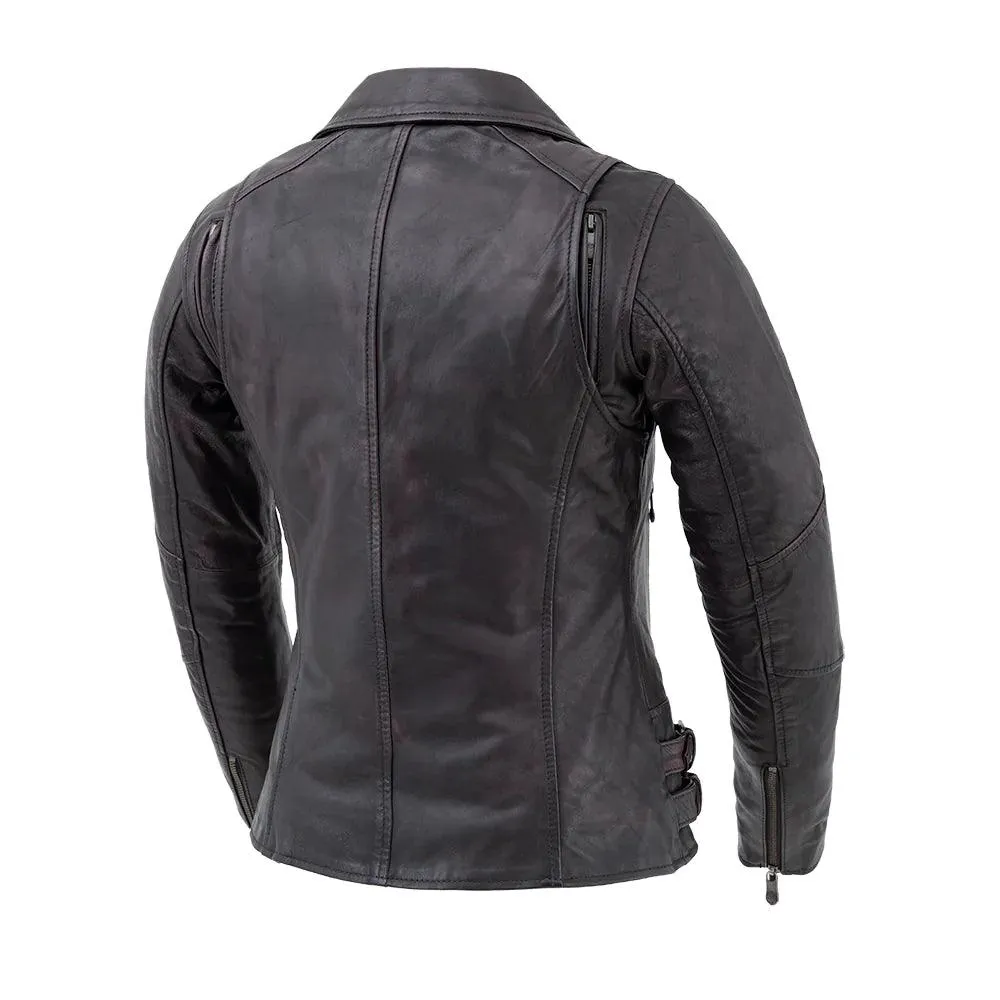 Wildside Women's Motorcycle Leather Jacket by First MFG