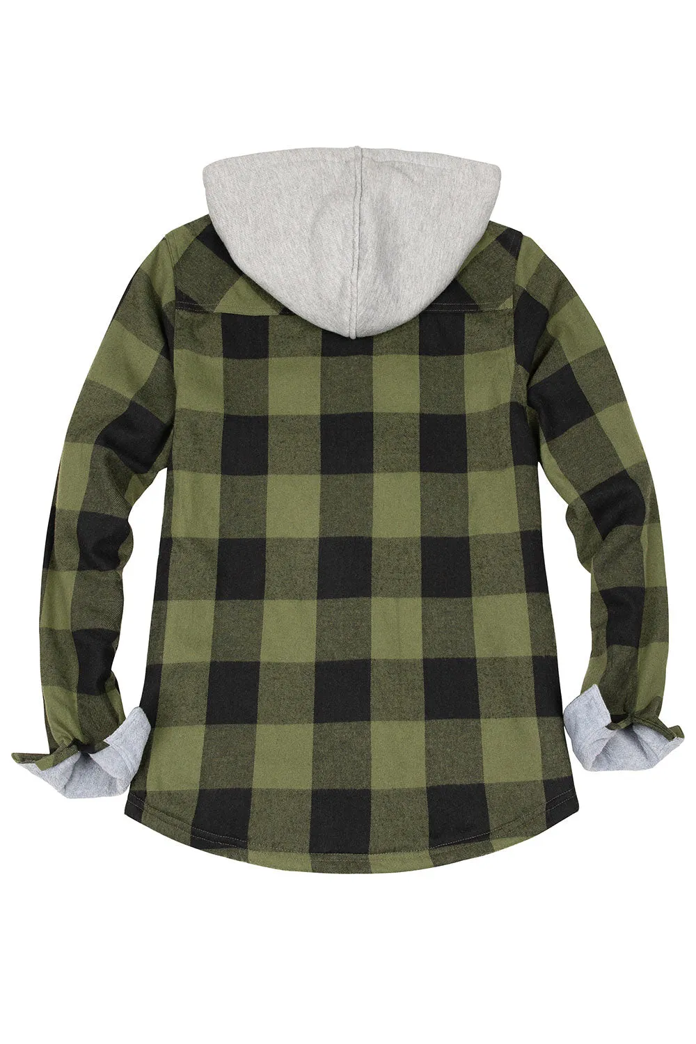 Women's Fleece Lined Flannel Shirt,Button Down Plaid Hooded Jacket